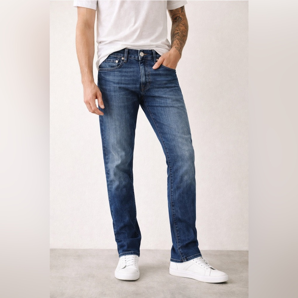 True Religion Rocco Relaxed Skinny Jeans Dark Wash Flap Pockets - Picture 8 of 8